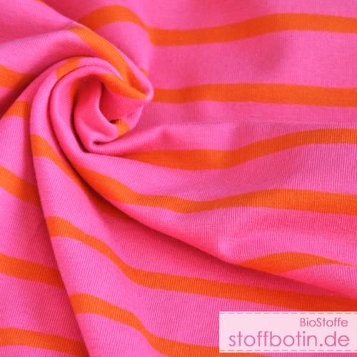 Bio Jersey Stoff Streifen Ringel magenta rot, Premiumqualität